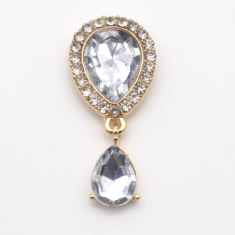 10pcs Teardrop Rhinestone Alloy Button Wedding Dress DIY Hair Accessories