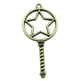 10pcs Magic Wand Epoxy Alloy Charms 55x25mm DIY Antique Silver/Bronze Plated