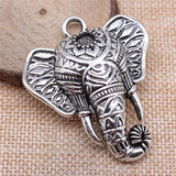 10x 55x47mm Lucky Elephant Pendant Charm Thai Elephant Retro Head Charm