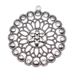 10pcs Bohemia Flower Charm Round Motif Pendants DIY Accessories