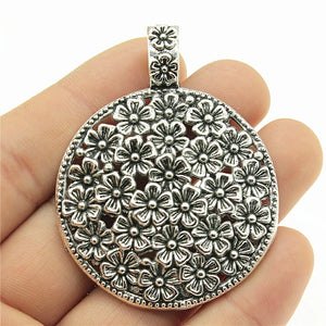 10pcs Bohemia Flower Pendants Charm - Round Big Flower Pendant
