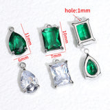 10pcs Zircon Pendants Green Crystal Charms Beads for Jewelry Making DIY