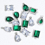 10pcs Zircon Pendants Green Crystal Charms Beads for Jewelry Making DIY