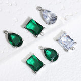 10pcs Zircon Pendants Green Crystal Charms Beads for Jewelry Making DIY