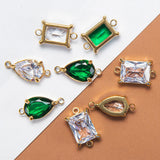 10pcs Stainless Steel Zircon Pendants Green Crystal Charms for Necklace DIY