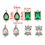 10pcs Stainless Steel Zircon Pendants Green Crystal Charms for Necklace DIY