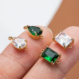 10pcs Stainless Steel Zircon Pendants Green Crystal Charms for Necklace DIY