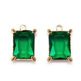 10pcs Stainless Steel Zircon Pendants Green Crystal Charms for Necklace DIY