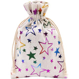10pcs Colorful Star Burlap Gift Bags 5x7 Inch Drawstring Pouches