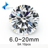 10pcs Round Machine Cut CZ Loose Stones 6~20mm Big Size Synthetic Gems Beads