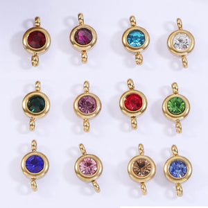 10pcs 6.5mm Birthstone Pendants Stainless Steel Charms for Jewelry Making