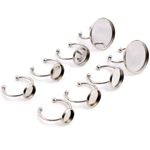 10pcs Adjustable Stainless Steel Plated Ring Settings Blank Base