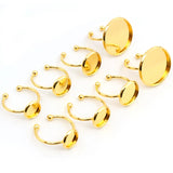 10pcs Adjustable Stainless Steel Plated Ring Settings Blank Base