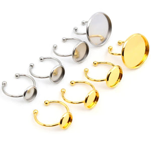 10pcs Adjustable Stainless Steel Plated Ring Settings Blank Base