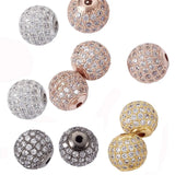 10pcs Round Brass Ball Pave CZ Charm Bead for Jewelry Making