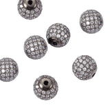 10pcs Round Brass Ball Pave CZ Charm Bead for Jewelry Making