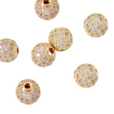 10pcs Round Brass Ball Pave CZ Charm Bead for Jewelry Making