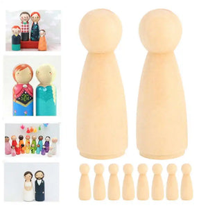 10pcs 65mm DIY Painting Wooden Children Figure Toy Craft Wood Female Doll Bodies