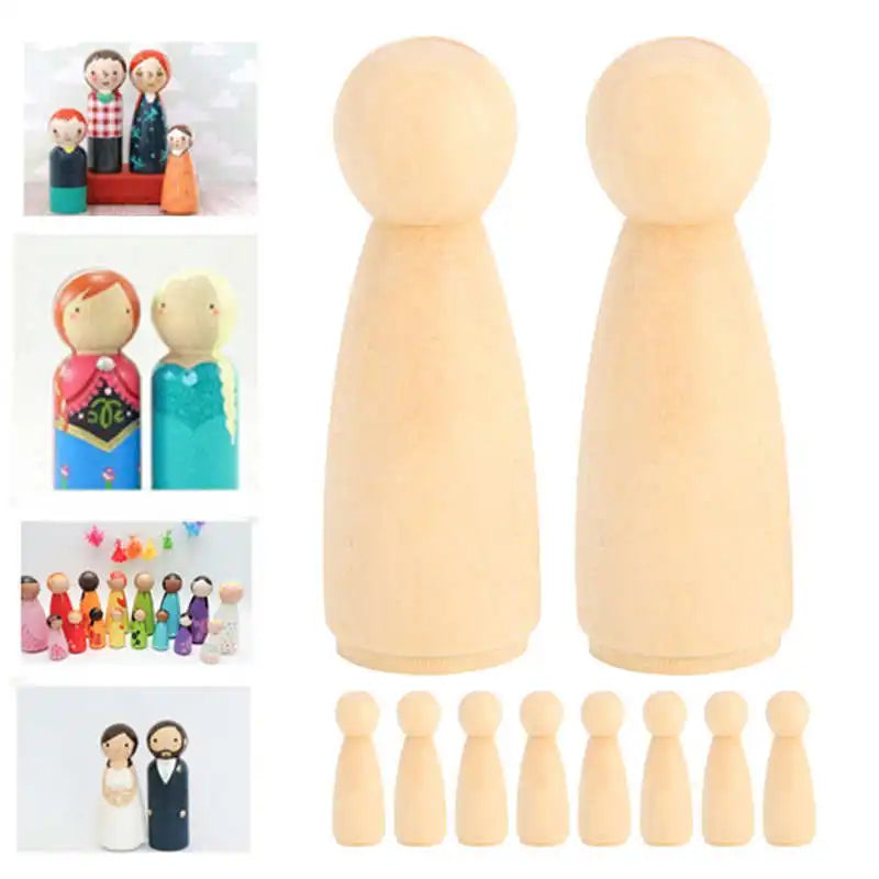 10pcs 65mm DIY Painting Wooden Children Figure Toy Craft Wood Female Doll Bodies
