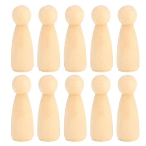 10pcs 65mm DIY Painting Wooden Children Figure Toy Craft Wood Female Doll Bodies