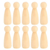 10pcs 65mm DIY Painting Wooden Children Figure Toy Craft Wood Female Doll Bodies