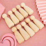 10pcs 65mm DIY Painting Wooden Children Figure Toy Craft Wood Female Doll Bodies