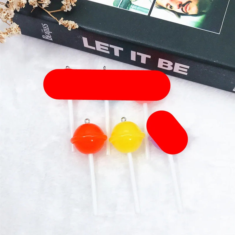 10pcs Resin Candy Lollipop Pendant for DIY Necklace Keychain