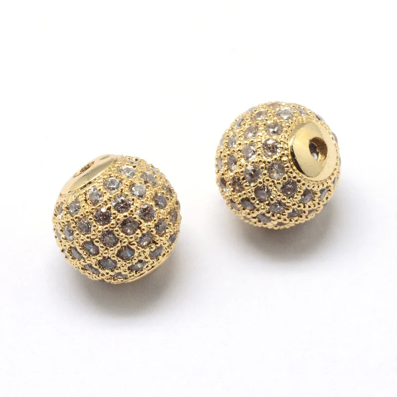 10pcs CZ Disco Ball Brass Beads for DIY Jewelry Making