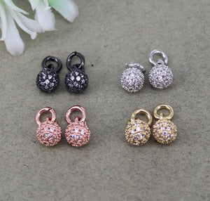 10pcs 6mm Copper Pave CZ Round Charms For Jewelry Making