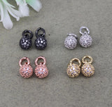 10pcs 6mm Copper Pave CZ Round Charms For Jewelry Making