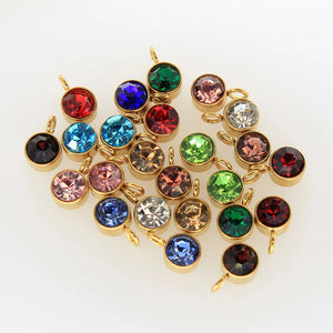 10pcs 6mm Stainless Steel Birthstones Charms Pendants for Jewelry Making