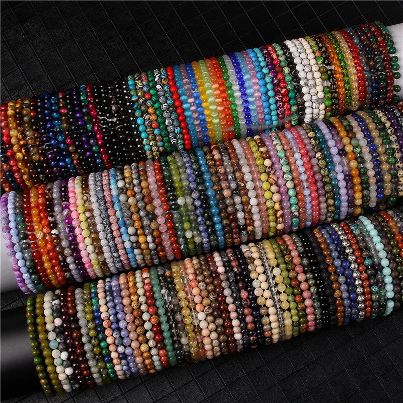 10pcs 6mm Purple Agates Tigers Eye Stone Bracelet for Women