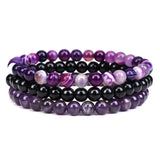 10pcs 6mm Purple Agates Tigers Eye Stone Bracelet for Women