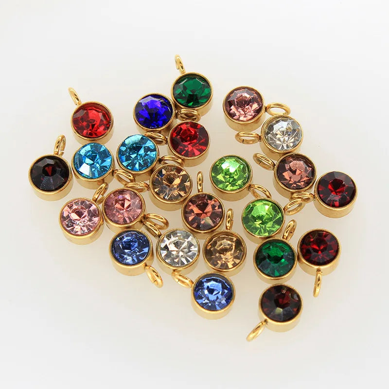 10pcs 6mm Birthstone Rhinestone Charms Pendant for Jewelry Making