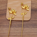 10pcs Flowers Hair Sticks Metal Brass Hairpin Bridal Headdress DIY Accessories