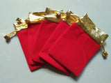 10pcs Velvet Drawstring Pouch Gift Bags Black/Red