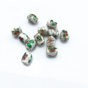 10pcs Enameling Cylindrical Beads DIY Chinese Cloisonne Rectangle Beads