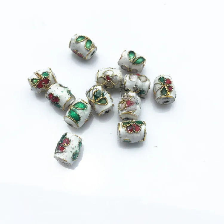 10pcs Enameling Cylindrical Beads DIY Chinese Cloisonne Rectangle Beads