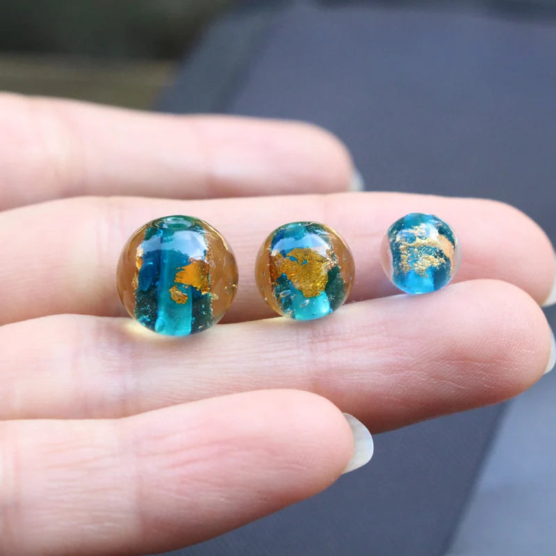 10pcs Ocean Foil Lampwork Beads for DIY Jewelry Making