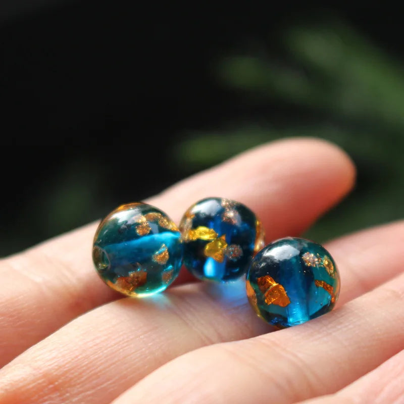 10pcs Ocean Foil Lampwork Beads for DIY Jewelry Making