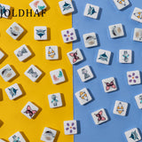 10pcs Cartoon Logo Beads Enamel Square Tila Beads For Bracelet Making