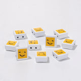10pcs Cartoon Logo Beads Enamel Square Tila Beads For Bracelet Making