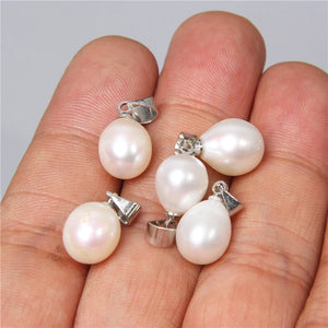 10pcs Water Drop Pearl Pendants 8*9mm Natural Freshwater Cultured Charm