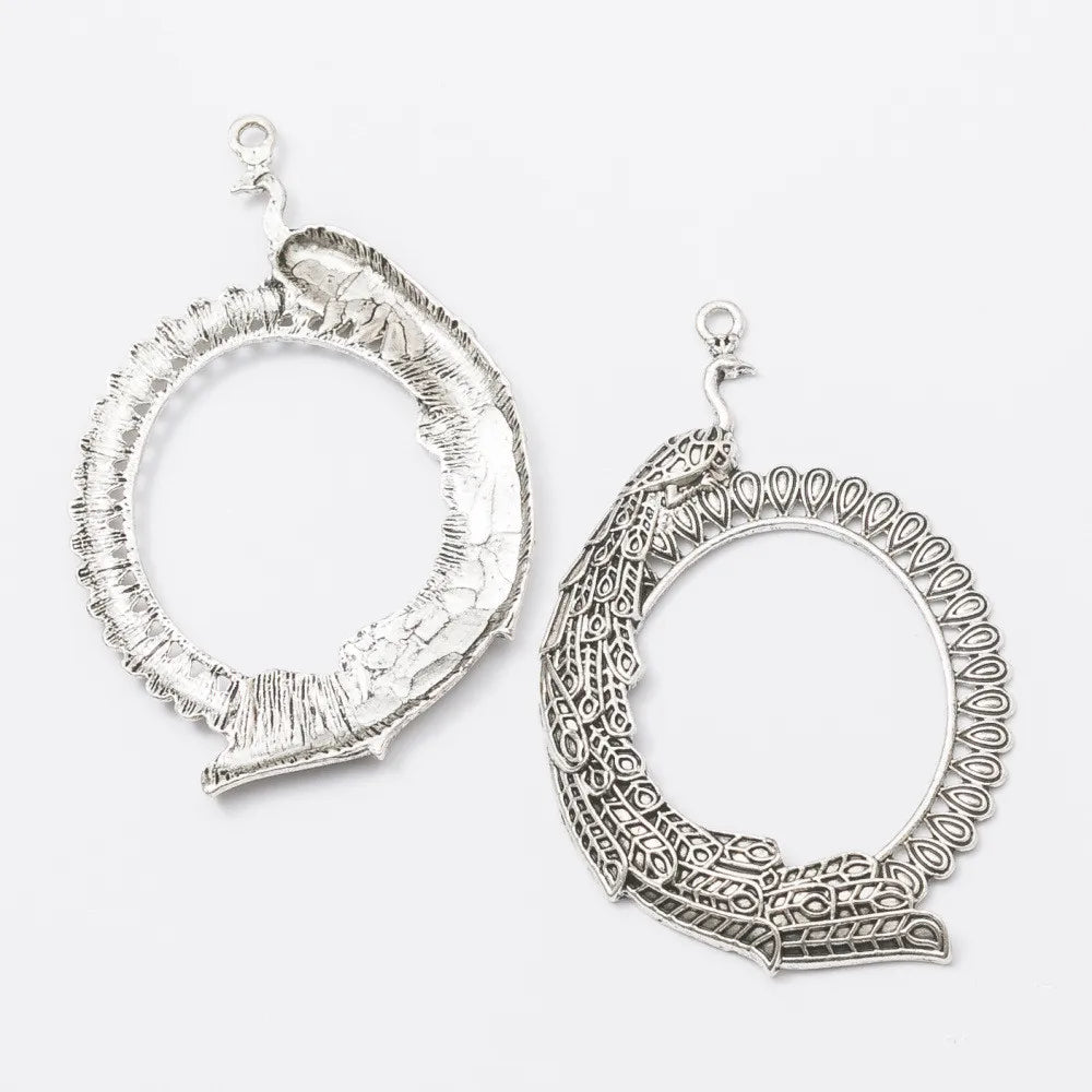 10pcs Antique Silver Bird Peacock Charms Metal Pendants for Jewelry Making