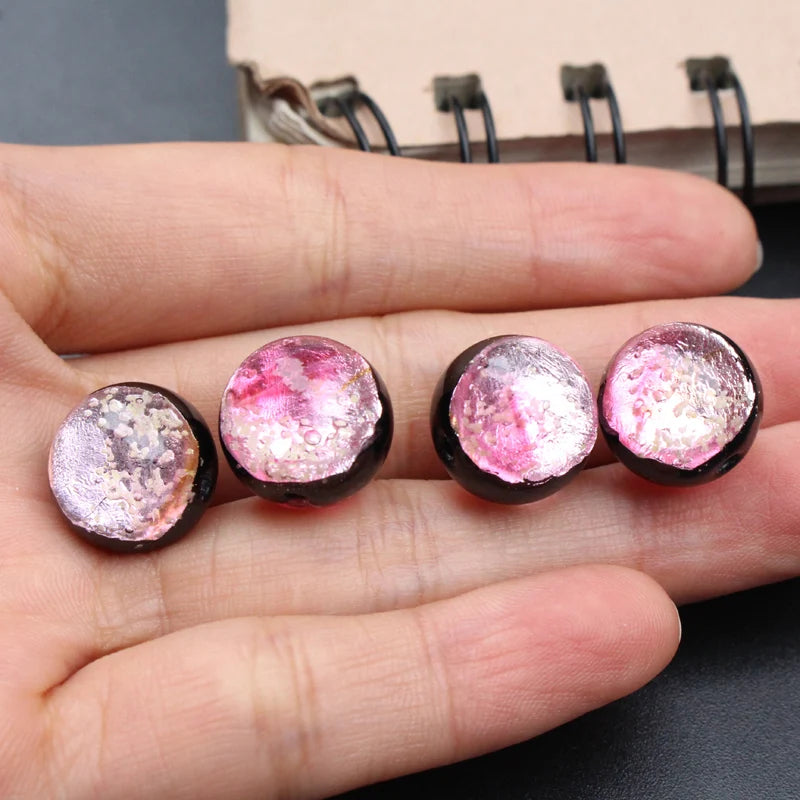 10pcs Luminous Lampwork Glass Beads Pink for Jewelry Making