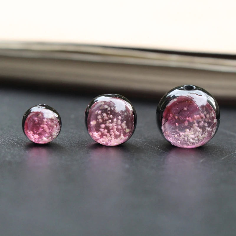 10pcs Luminous Lampwork Glass Beads Pink for Jewelry Making