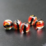 10pcs Luminous Lampwork Glass Beads Red Orange for Jewelry Making