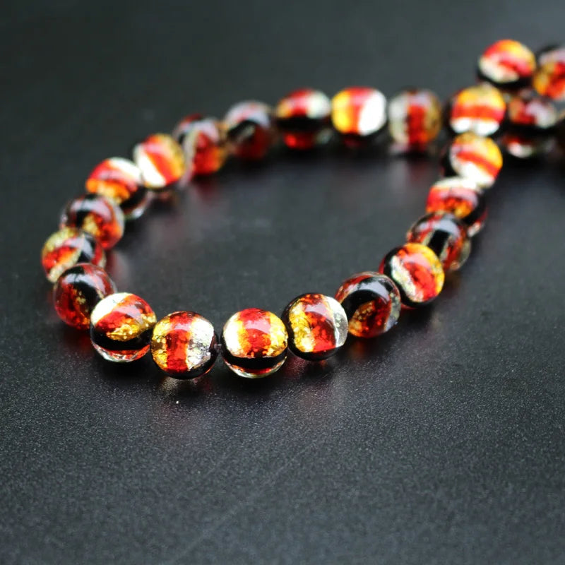 10pcs Luminous Lampwork Glass Beads Red Orange for Jewelry Making