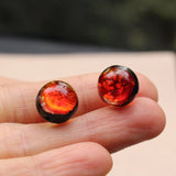 10pcs Luminous Lampwork Glass Beads Red Orange for Jewelry Making