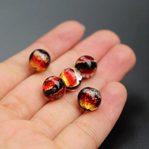 10pcs Luminous Lampwork Glass Beads Red Orange for Jewelry Making